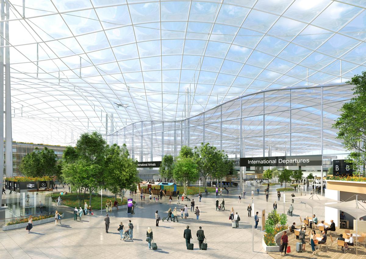 Download Image - Architects' impression of future Heathrow terminal infrastructure picture