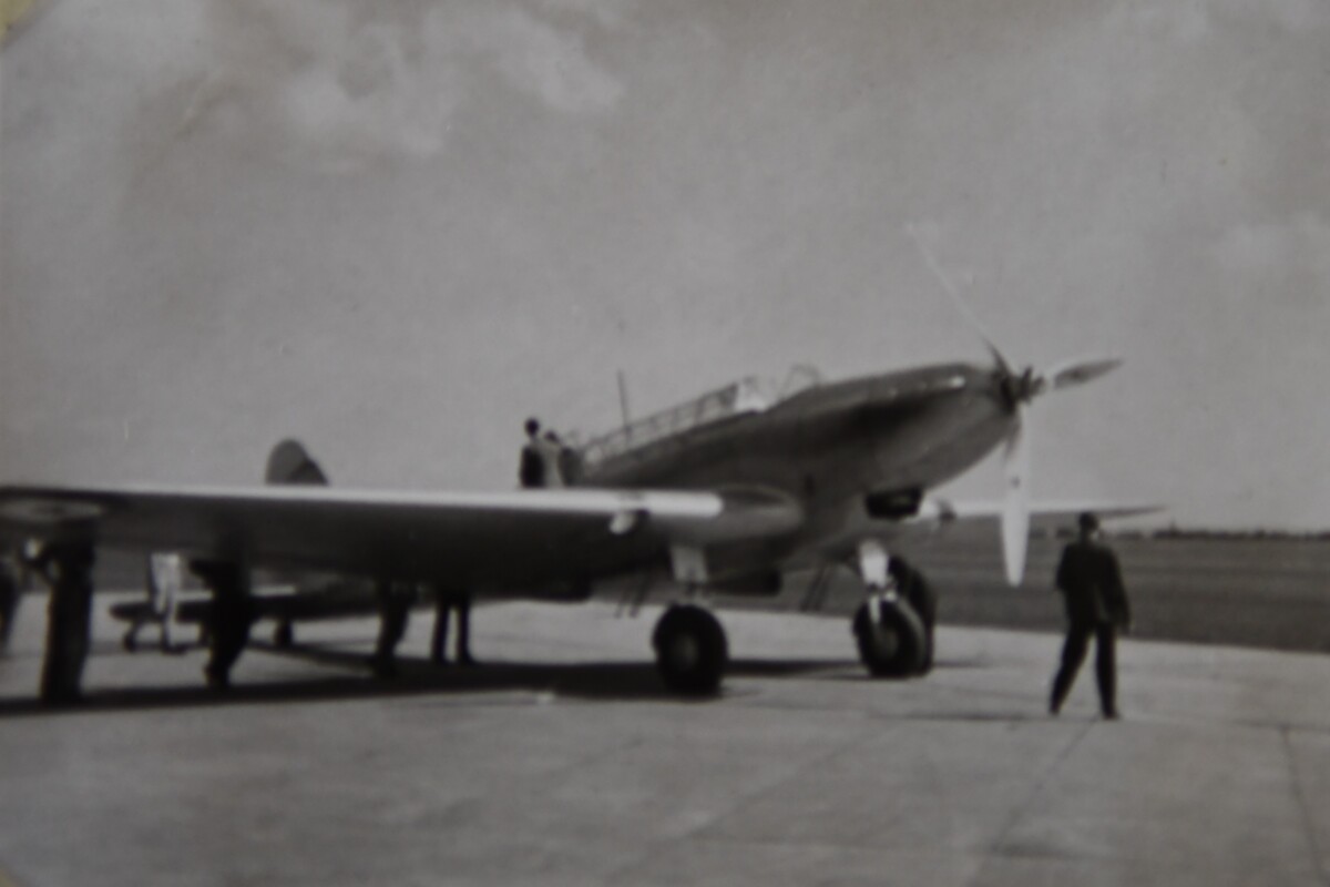 Download Image - Fairey Battle 300 M.P.H Medium Bomber taken in between test flights at Heath Row Aerodrome picture