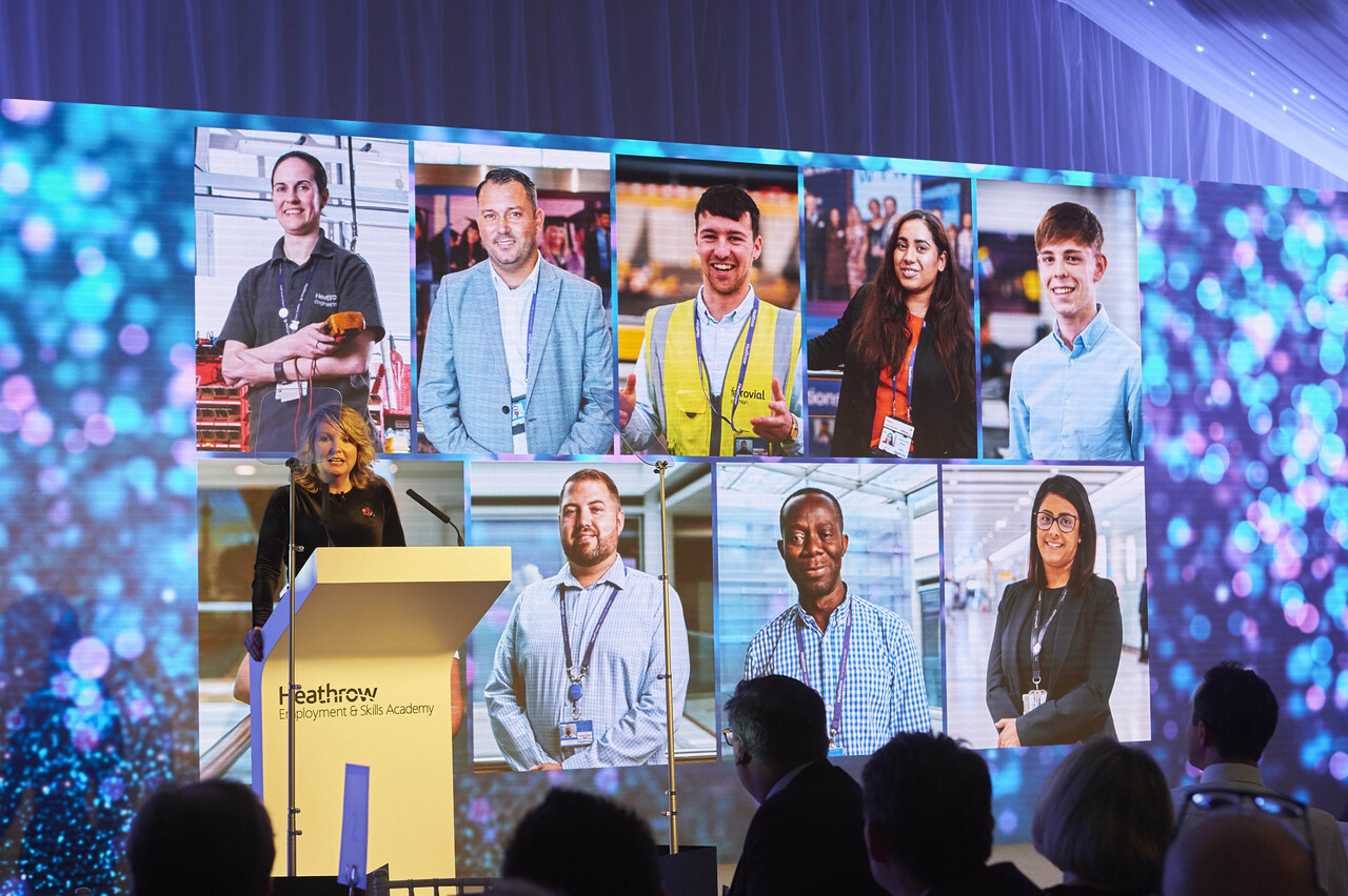 Chief People Officer Paula Stannett addressing Heathrow Academy Awards 2019