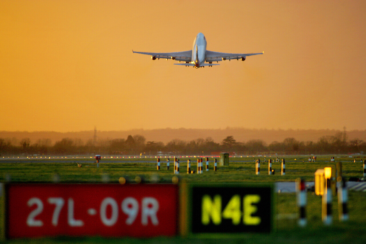 Plane at sunset