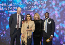 Heathrow Academy Awards, Fatima with Chris Garton, Paula Stannett and Reggie Nelson