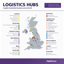Heathrow Logistics Hubs - UK map
