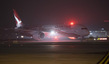 Qantas Flight 9 (QF9) has landed at Heathrow International Airport