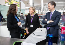 CT scanner 1 - Heathrow CEO John Holland-Kaye (right); Aviation Minister Baroness Vere (Centre)