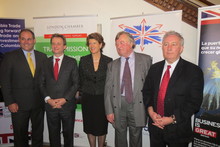 From left: Andrew Wright, Director UK Colombia trade, Lindsay Croisdale-Appleby, British Ambassador to Colombia, Clare Harbord, Heathrow Corporate Affairs Director, Kenneth Clarke, MP, Peter Bishop, the Deputy Chief Executive of London Chamber