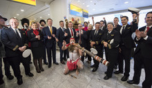 Qantas Flight 9 (QF9) has landed at Heathrow International Airport